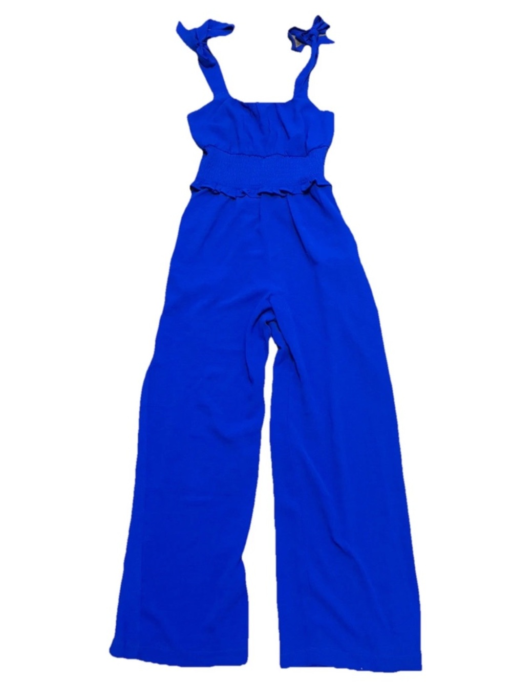 Women’s Royal Blue Wide-Leg Jumpsuit with Tie Straps
